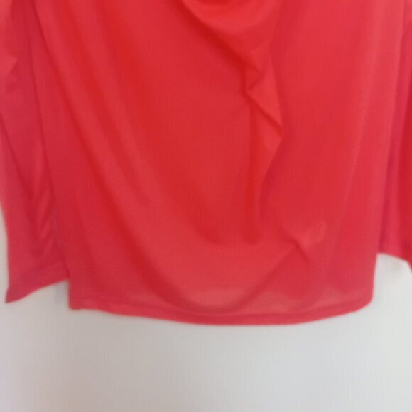The Bay Women's Rococo Sheer Red Lightweight Blouse Cowl Neck Ruched NO SIZE - Picture 8 of 11